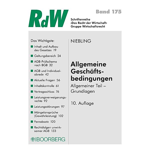 Allgemeine Geschäftsbedingungen / RdW Bd.175, Jürgen Niebling