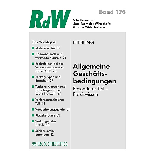 Allgemeine Geschäftsbedingungen / RdW Bd.176, Jürgen Niebling