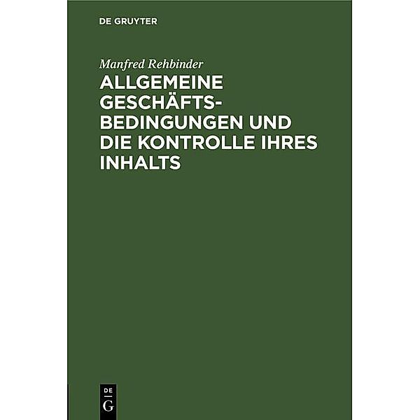 Allgemeine Geschäftsbedingungen und die Kontrolle ihres Inhalts