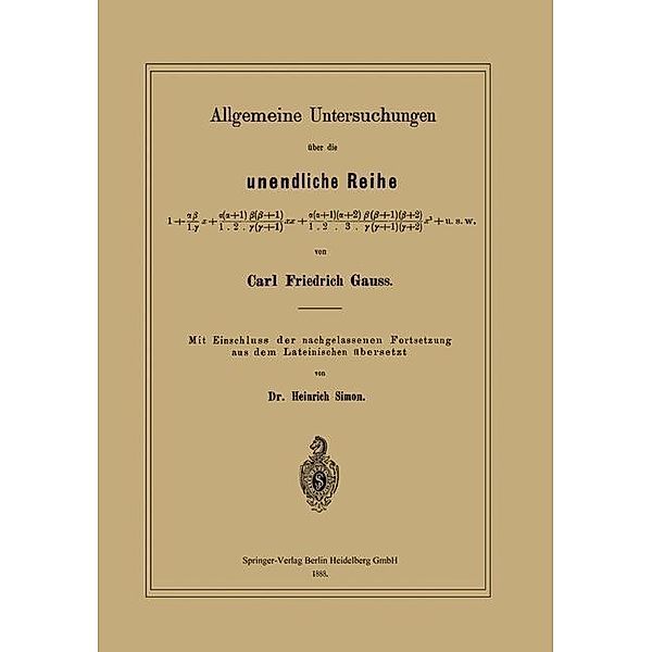 Allgemeine Untersuchungen über die unendliche Reihe, Carl Friedrich Gauß, Heinrich Simon