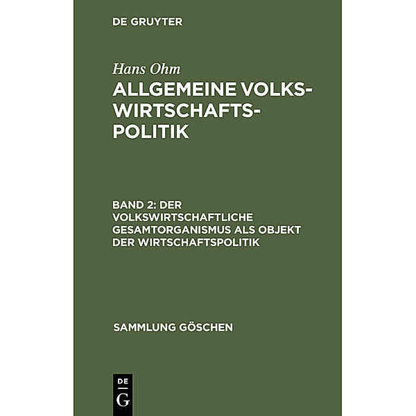Allgemeine Volkswirtschaftspolitik.Tl.2, Hans Ohm