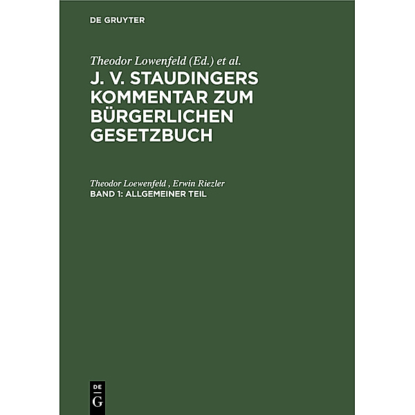 Allgemeiner Teil, Theodor Loewenfeld, Erwin Riezler