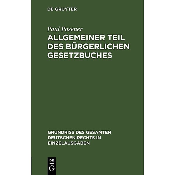 Allgemeiner Teil des Bürgerlichen Gesetzbuches, Paul Posener