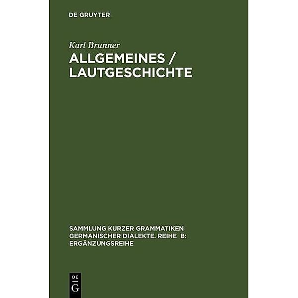Allgemeines / Lautgeschichte / Sammlung kurzer Grammatiken germanischer Dialekte. B: Ergänzungsreihe Bd.6/1, Karl Brunner