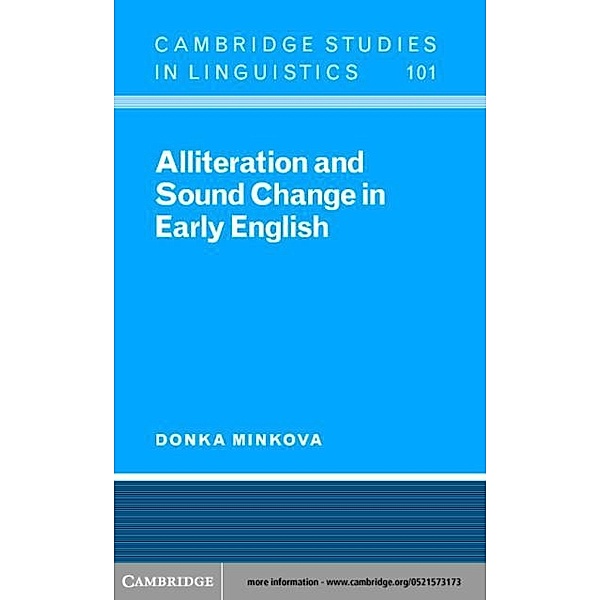 Alliteration and Sound Change in Early English, Donka Minkova