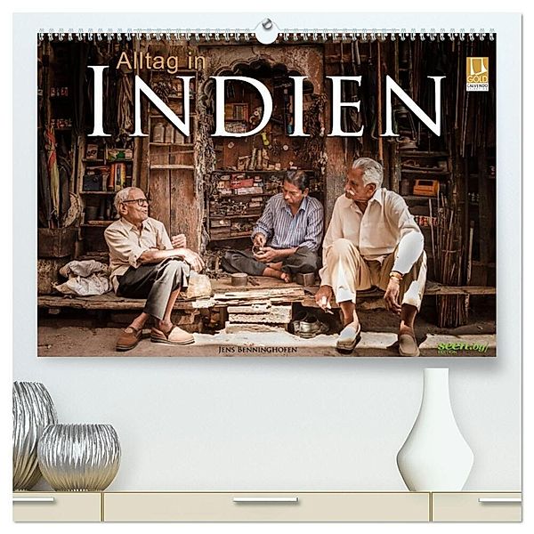 Alltag in Indien (hochwertiger Premium Wandkalender 2024 DIN A2 quer), Kunstdruck in Hochglanz, Jens Benninghofen