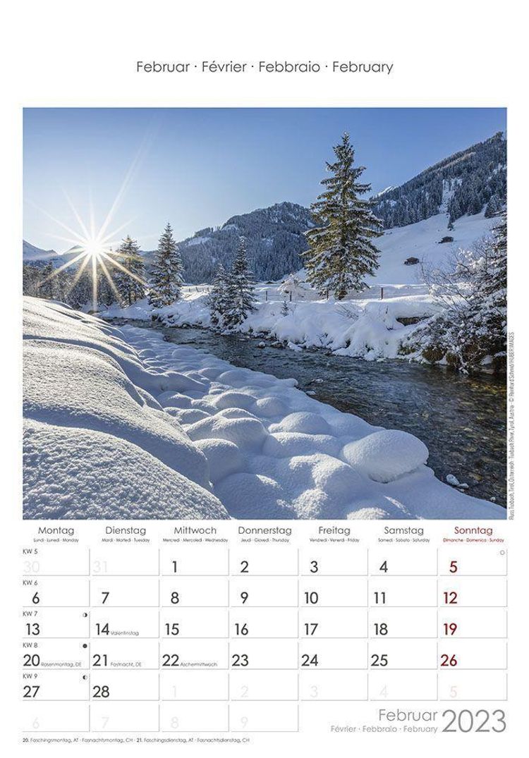 Alpen 2023 - Bild-Kalender 23,7x34 cm - The Alps - Wandkalender - mit Platz  für Notizen - Alpha Edition - Kalender bestellen