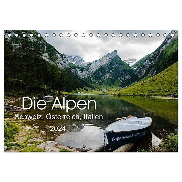 Alpen (Schweiz, Österreich, Italien) (Tischkalender 2024 DIN A5 quer), CALVENDO Monatskalender, Elke Hacker