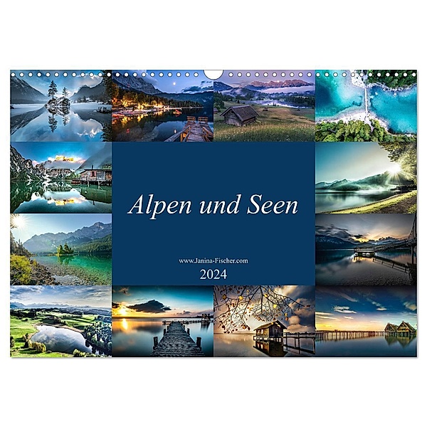 Alpen und Seen (Wandkalender 2024 DIN A3 quer), CALVENDO Monatskalender, Janina Fischer