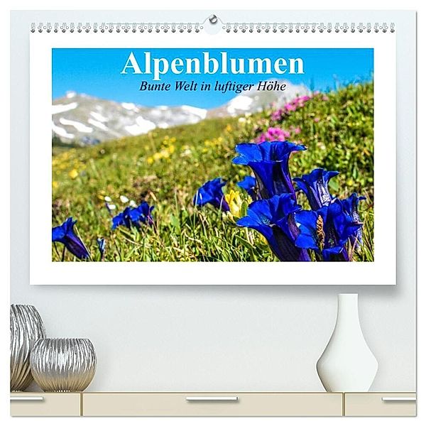 Alpenblumen. Bunte Welt in luftiger Höhe (hochwertiger Premium Wandkalender 2025 DIN A2 quer), Kunstdruck in Hochglanz, Calvendo, Elisabeth Stanzer