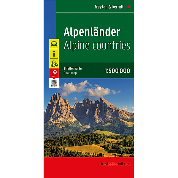 Alpenländer, Straßenkarte 1:500.000, freytag & berndt. The Alps / Les Alpes / Alpi / Los Alpes