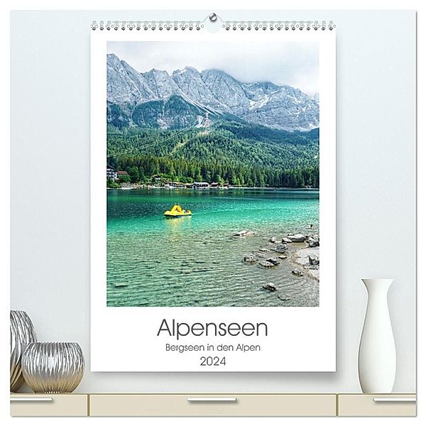 Alpenseen (hochwertiger Premium Wandkalender 2024 DIN A2 hoch), Kunstdruck in Hochglanz, Franziska Petersen