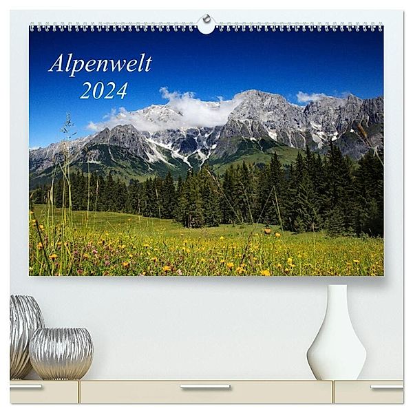 Alpenwelt 2024 (hochwertiger Premium Wandkalender 2024 DIN A2 quer), Kunstdruck in Hochglanz, Nailia Schwarz