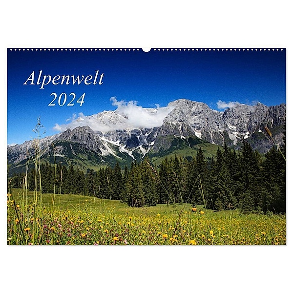 Alpenwelt 2024 (Wandkalender 2024 DIN A2 quer), CALVENDO Monatskalender, Nailia Schwarz