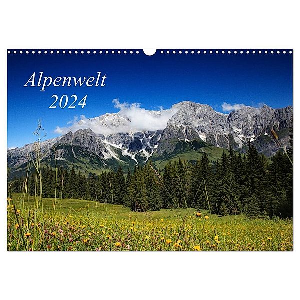 Alpenwelt 2024 (Wandkalender 2024 DIN A3 quer), CALVENDO Monatskalender, Nailia Schwarz