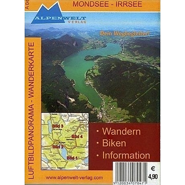 Alpenwelt Luftbildpanorama & Wanderkarte Mondsee, Irrsee