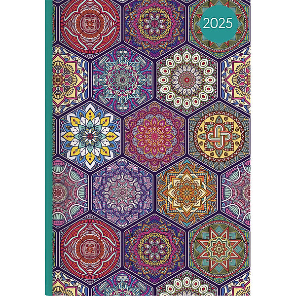 Alpha Edition - Buchkalender Style Oriental 2025 Taschenkalender, 15x21cm, Kalender mit 352 Seiten, Notizbereich, Adressteil, Monats- und Jahresübersicht und internationales Kalendarium