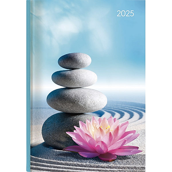 Alpha Edition - Buchkalender Style Zen 2025 Bürokalender, 15x21cm, Terminplaner mit 352 Seiten, Monats- und Jahresübersicht, Leseband und Eckperforation, mit Adressteil und Notizbereich