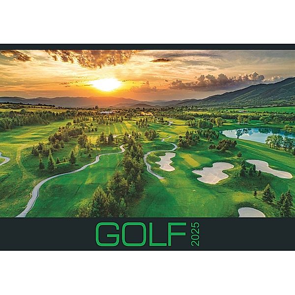 Alpha Edition - Golf 2025 Bildkalender, 48,5x34cm, Wandkalender mit hochwertigen Motiven für jeden Monat, mit Infos zum abgebildeten Motiv, Kalenderwochen und britisches Kalendarium