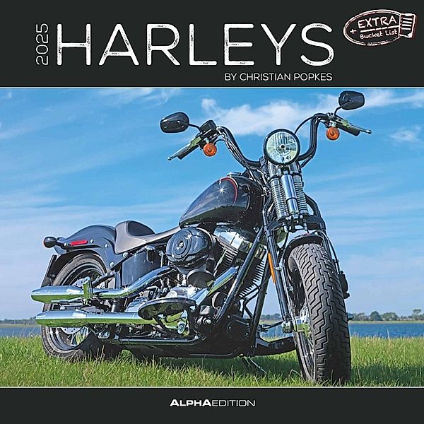 Alpha Edition - Harleys 2025 Broschürenkalender, 30x30cm, Wandkalender mit Platz für Notizen und Termine, Bilder von amerikanischen Maschinen, Monatsübersicht und Ferientermine DE/AT/CH