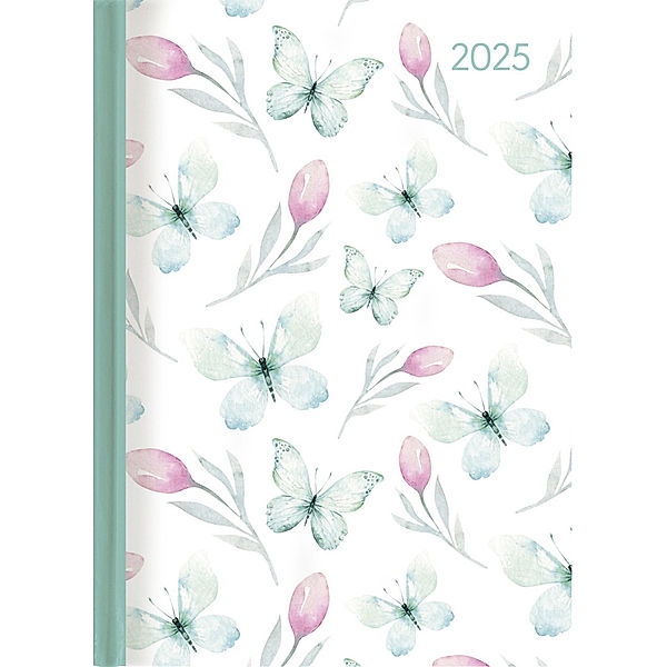 Alpha Edition - Ladytimer Butterfly 2025 Taschenkalender, 10,7x15,2cm, Kalender mit 192 Seiten, Notizmöglichkeiten nach jedem Tag, Mondphasen und internationales Kalendarium