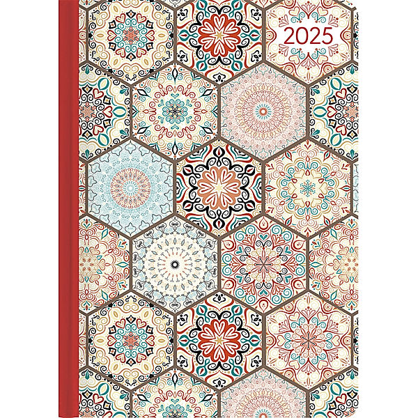 Alpha Edition - Ladytimer Oriental Pattern 2025 Taschenkalender, 10x15,2cm, Kalender mit 192 Seiten, Notizmöglichkeiten nach jedem Tag, Wochenübersicht auf 2 Seiten und internationales Kalendarium