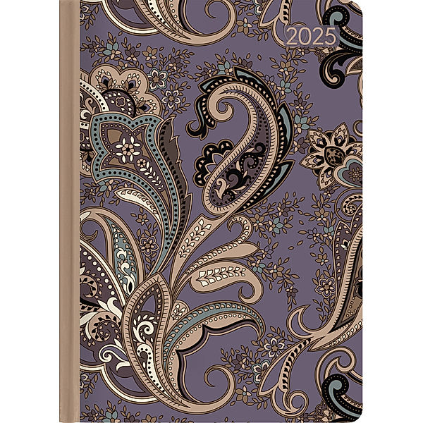 Alpha Edition - Ladytimer Paisley 2025 Taschenkalender, 10,7x15,2cm, Kalender mit 192 Seiten, Notizmöglichkeiten, Bucket List, Mondphasen und internationales Kalendarium