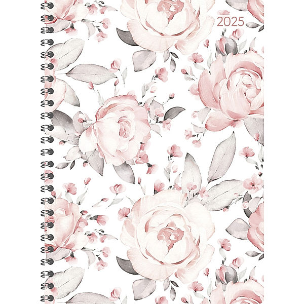 Alpha Edition - Ladytimer Ringbuch Roses 2025, 15x21cm, Kalender mit 128 Seiten, Kalender mit einem Adressteil, Übersichten und internationalem Kalendarium, Wochenübersicht auf 2 Seiten