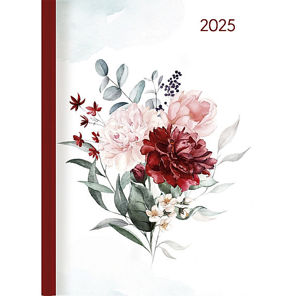 Alpha Edition - Ladytimer Roses 2025 Taschenkalender, 10,7x15,2cm, Kalender mit 192 Seiten, Notizmöglichkeiten nach jedem Tag, Bucket List, Mondphasen und internationales Kalendarium