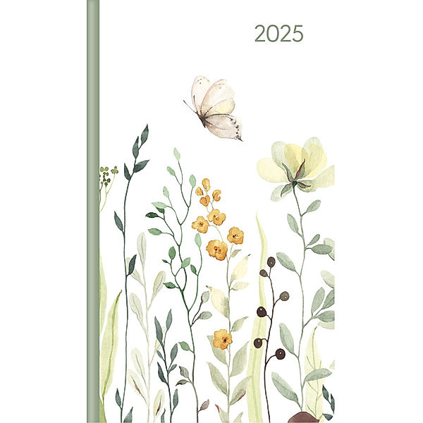 Alpha Edition - Ladytimer Slim Butterfly 2025 Taschenkalender, 9x15,6cm, Kalender mit 128 Seiten, Notizbereich, Info- und Adressteil, Monatsübersicht und internationales Kalendarium