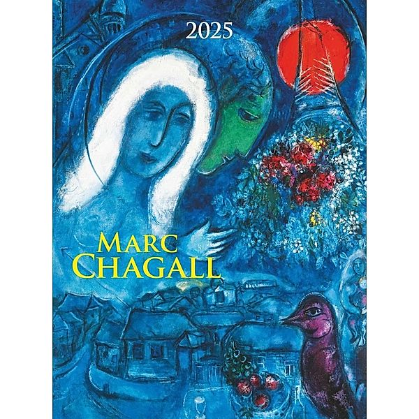 Alpha Edition - Marc Chagall 2025 Bildkalender, 42x56cm, Kalender mit hochwertigen Kunstabbildungen für jeden Monat, 5-Farbdruck, internationales Kalendarium