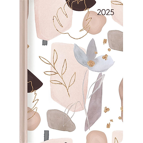 Alpha Edition - Minitimer Style Aquarell 2025 Taschenkalender, 10,7x15,2cm, Kalender mit 192 Seiten, Notizbereich, Mondphasen, Monatsübersicht und deutsches Kalendarium
