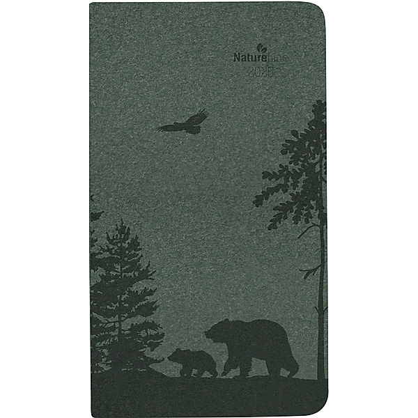 Alpha Edition - Nature Line Pine 2025 Taschenkalender, 9x15,6cm, Terminplaner mit 128 Seiten, Mondphasen und internationalem Kalendarium, mit Hardcover
