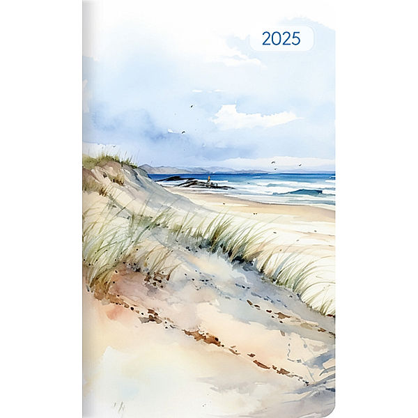 Alpha Edition - Taschenplaner Style Seeblick 2025 Taschenkalender, 9,5x16cm, Kalender mit 64 Seiten, separates Adressheft, Notizbereich und internationales Kalendarium