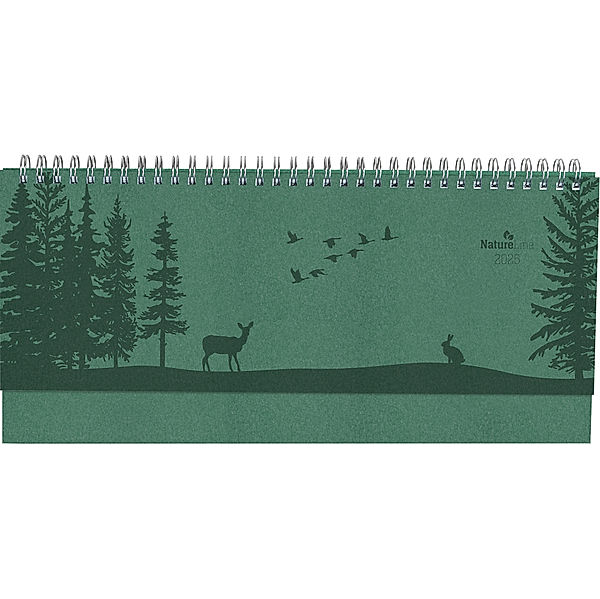 Alpha Edition - Tisch-Querkalender Nature Line Forest 2025, Notizkalender, 29,7x13,5cm, Kalender mit 112 Seiten, Notizbereich, Jahresübersichten,  Ferientermine und internationales Kalendarium