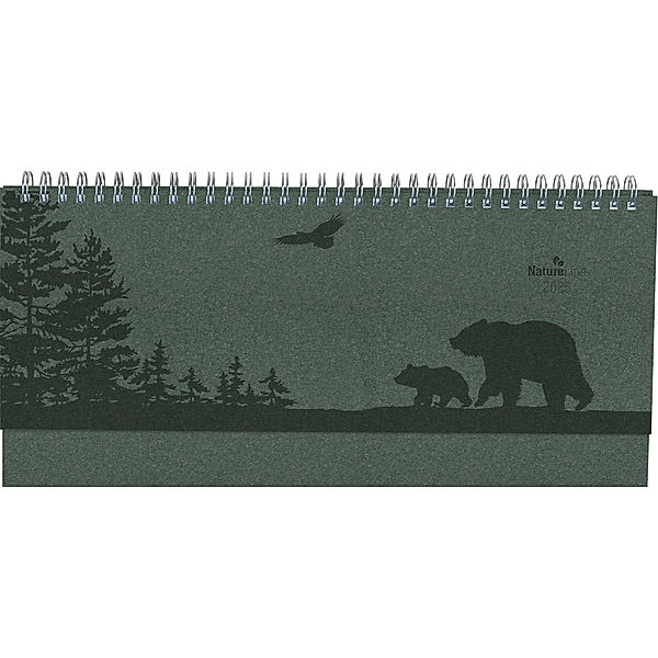 Alpha Edition - Tisch-Querkalender Nature Line Pine 2025 Notizkalender, 29,7x13,5cm, Kalender mit 112 Seiten, Notizbereich, Ferientermine  und internationales Kalendarium