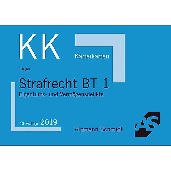 Alpmann-Cards, Karteikarten (KK): 3 Strafrecht BT 1, Karteikarten, Rolf Krüger