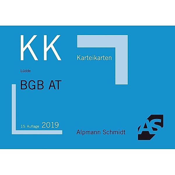 Alpmann-Cards, Karteikarten (KK): Karteikarten BGB Allgemeiner Teil, Jan S. Lüdde