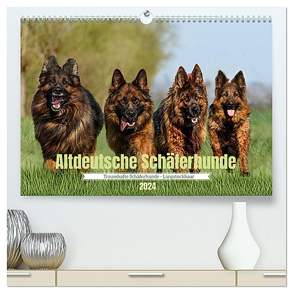 Altdeutsche Schäferhunde - Traumhafte Schäferhunde Langstockhaar (hochwertiger Premium Wandkalender 2024 DIN A2 quer), Kunstdruck in Hochglanz, Jana K. Fotografie