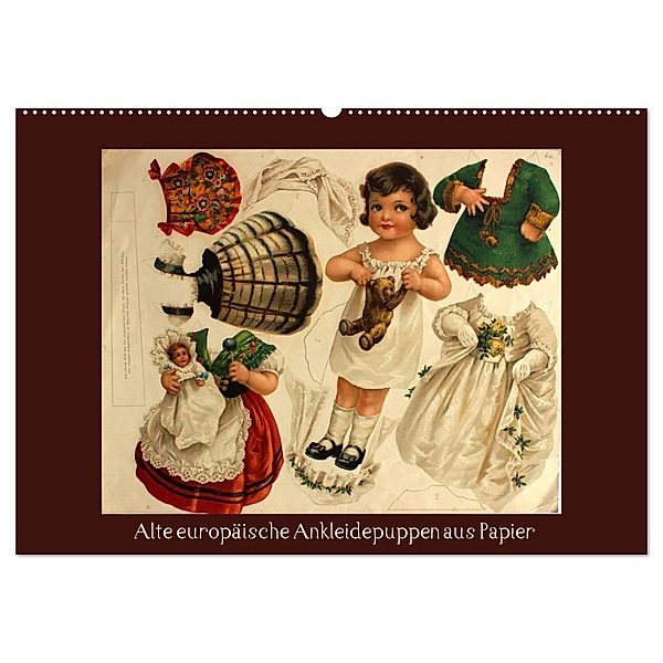 Alte europäische Ankleidepuppen aus Papier (Wandkalender 2024 DIN A2 quer), CALVENDO Monatskalender, Karen Erbs