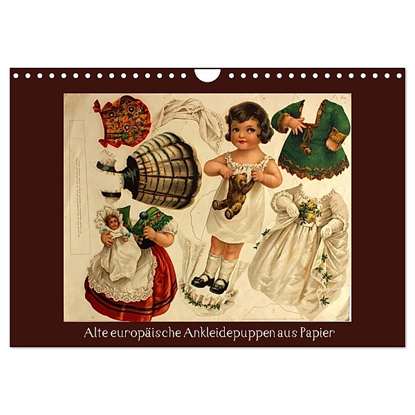 Alte europäische Ankleidepuppen aus Papier (Wandkalender 2024 DIN A4 quer), CALVENDO Monatskalender, Karen Erbs
