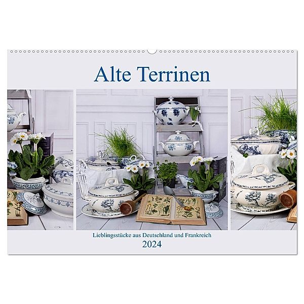 Alte Terrinen Lieblingsstücke aus Deutschland und Frankreich (Wandkalender 2024 DIN A2 quer), CALVENDO Monatskalender, Marion Reiss-Seibert