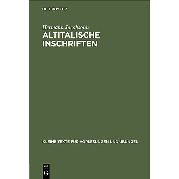 Altitalische Inschriften, Hermann Jacobsohn