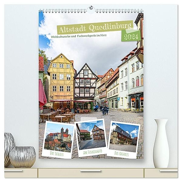 Altstadt Quedlinburg (hochwertiger Premium Wandkalender 2024 DIN A2 hoch), Kunstdruck in Hochglanz, Steffen Gierok-Latniak