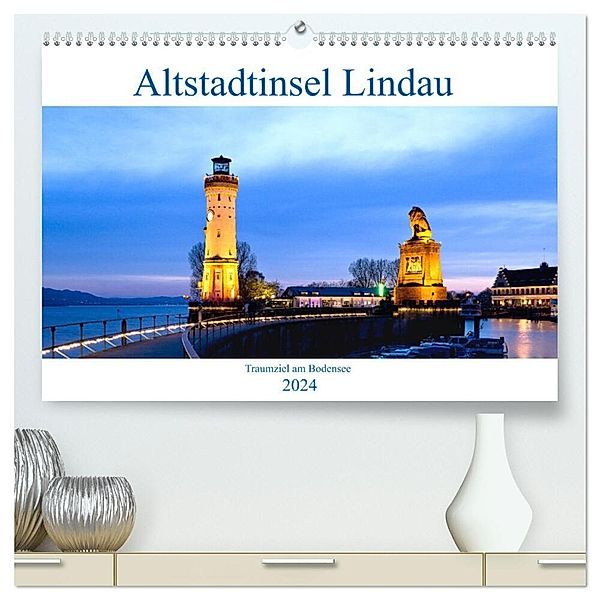 Altstadtinsel Lindau - Traumziel am Bodensee (hochwertiger Premium Wandkalender 2024 DIN A2 quer), Kunstdruck in Hochglanz, U boeTtchEr