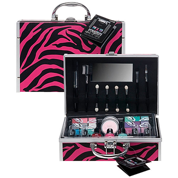 Alu Kosmetikkoffer Zebra pink/schwarz