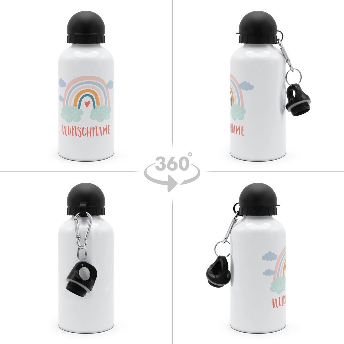 Alu-Trinkflasche mit Namen, 500 ml, weiß Motiv: Rainbow | Weltbild.at
