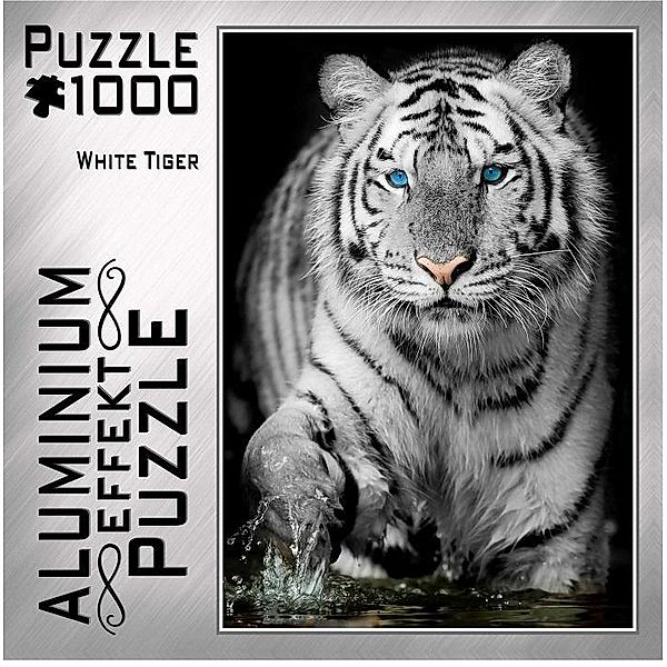 Aluminium Effekt Puzzle Motiv: White Tiger 1.000 Teile