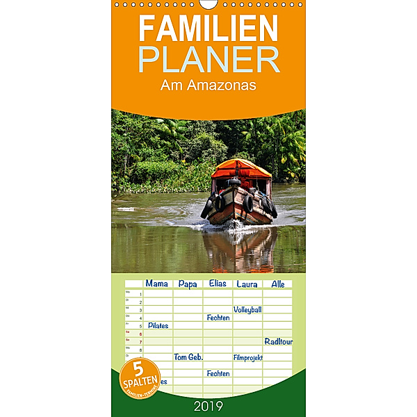 Am Amazonas - Familienplaner hoch (Wandkalender 2019 , 21 cm x 45 cm, hoch), Ulrike Lindner