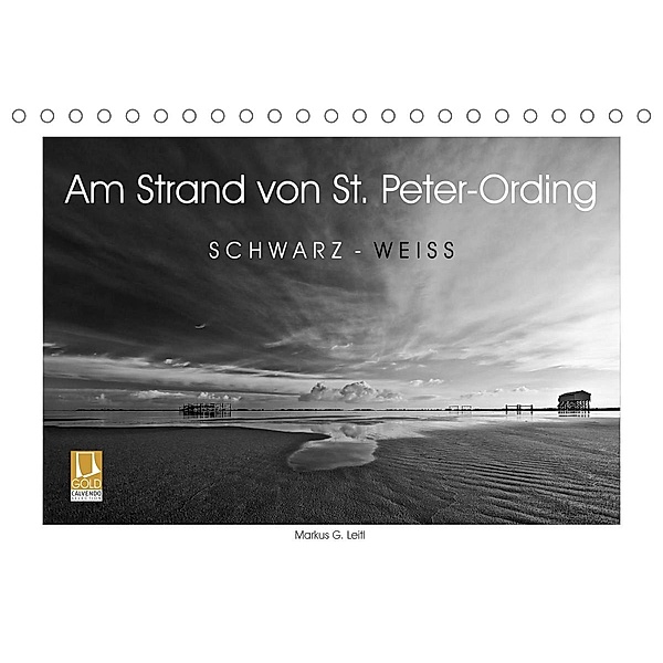 Am Strand von St. Peter-Ording SCHWARZ-WEISS (Tischkalender 2023 DIN A5 quer), Markus G.Leitl